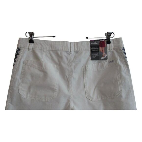 NWT Eddie‎ Bauer White & Embroidered Navy Blue Ripstop Chino Shorts Sz 16 - Picture 3 of 5